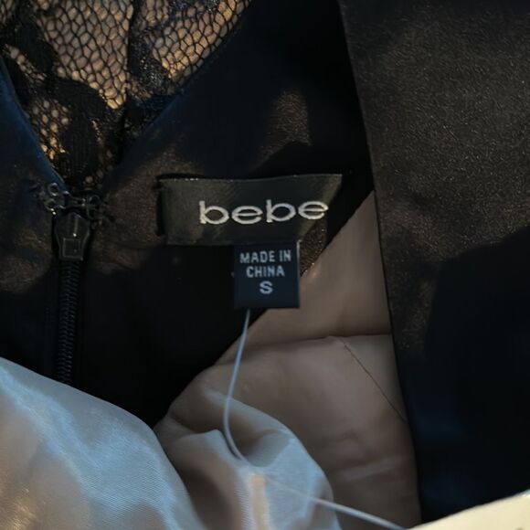 Bebe Silk Dress Black Lace Cocktail Dress Size Small • NEW WITH TAGS • - Picture 8 of 10